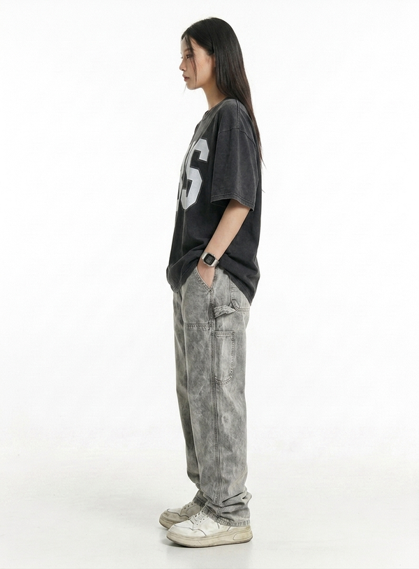 Gray Washed Street Straight Jeans NS628