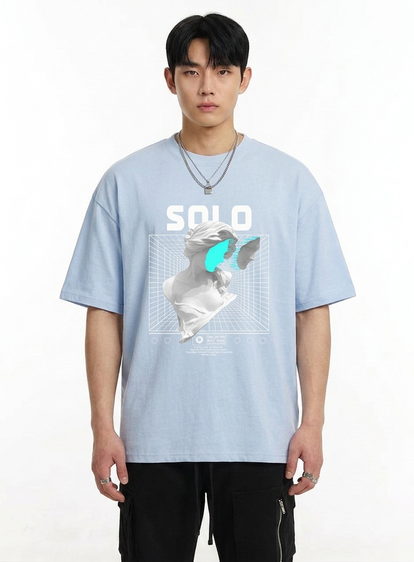 "SOLO" Classic Statue Oversized Street Tee NS619