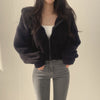 Crop Zip-Up Wool Hoodie NS345