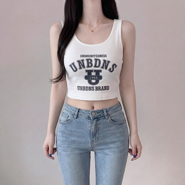 Graphic Print Crop Tank Top NS633