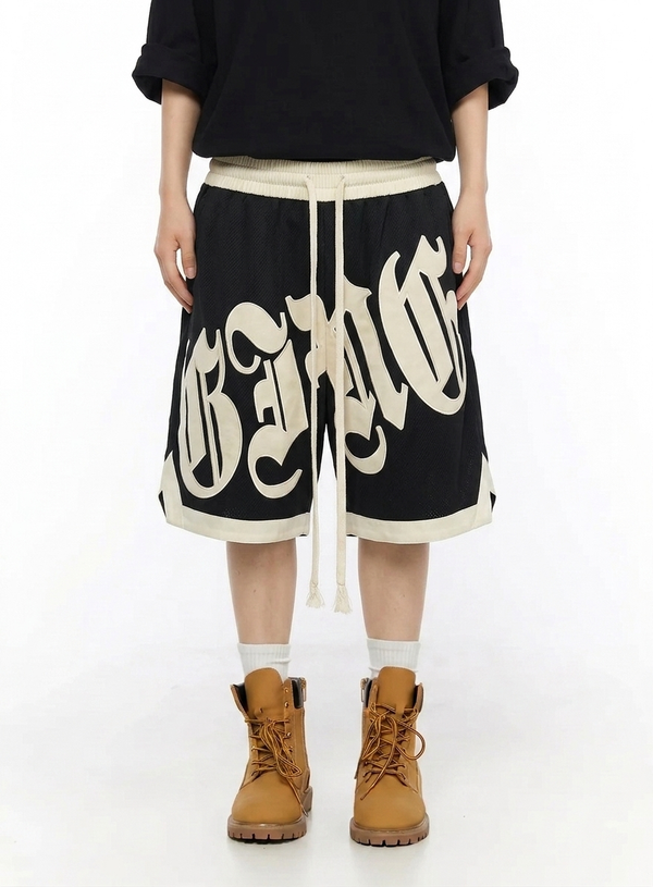 Baggy Basketball Grafiti Lettering Shorts NS726