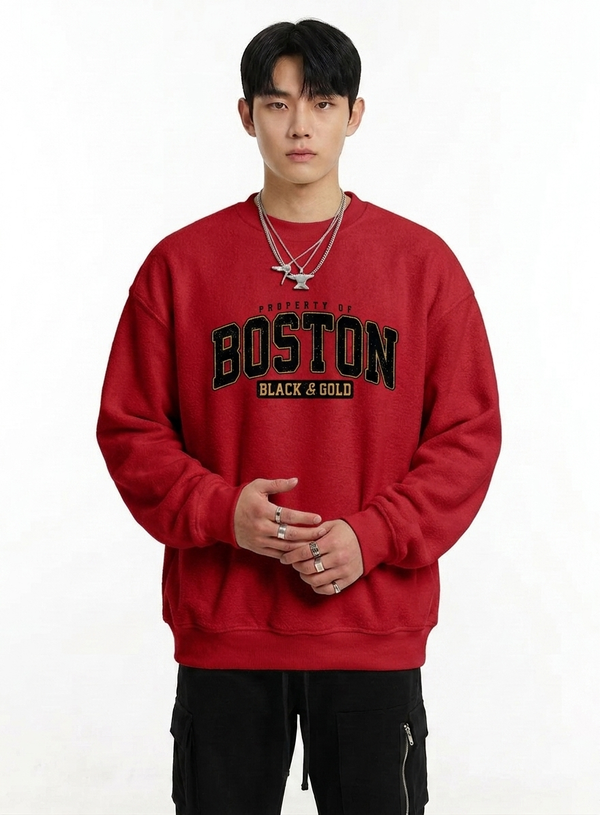 "BOSTON" Collegiate Graphic Oversized Sweatshirt NS422