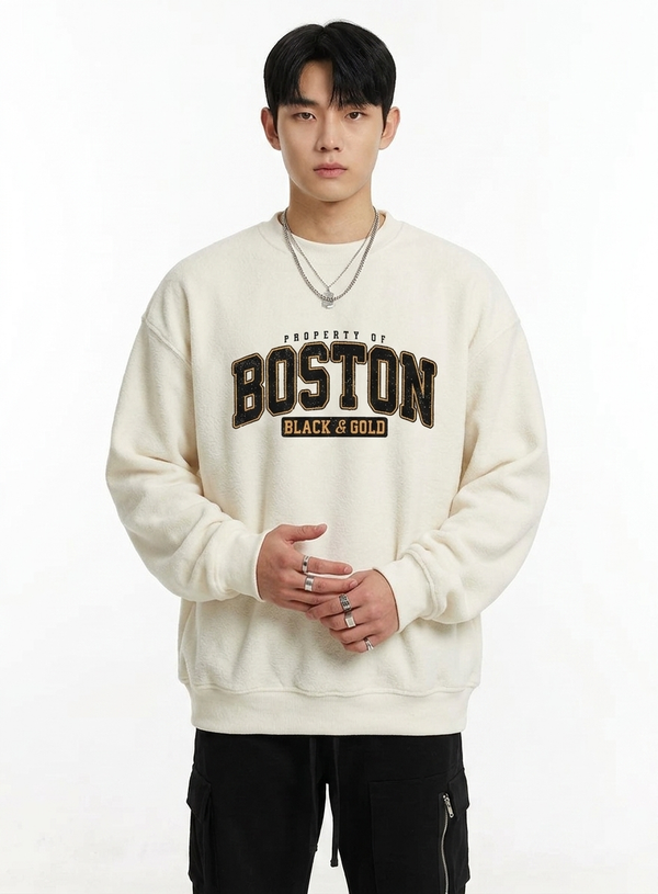 "BOSTON" Collegiate Graphic Oversized Sweatshirt NS422