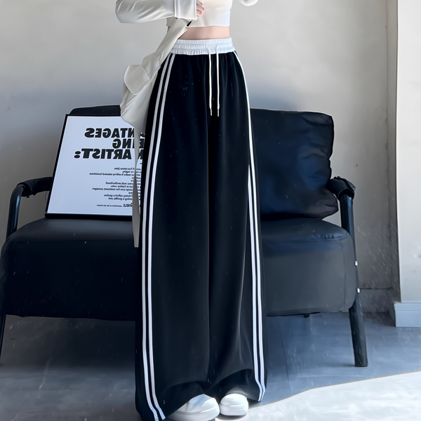 Double Stripe Oversized Baggy Wide-Leg Retro Sweatpants NS2290