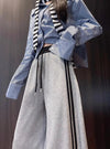 Double Stripe Oversized Baggy Wide-Leg Retro Sweatpants NS2290