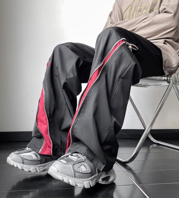 Baggy Wide-Leg V-Striped Sweatpants NS629