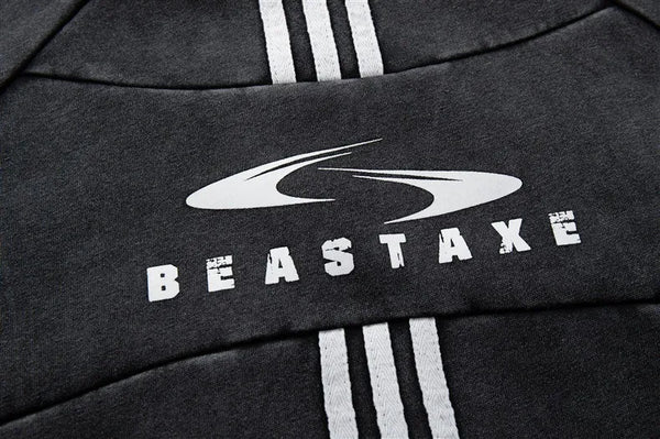 Oversize Striped Panel Zip-Up Hoodie NS2301