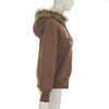 K-Fashion Fur Varsity Graphic Zip-Up Hoodie NS2298