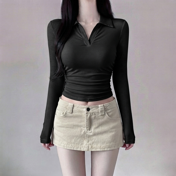 Slim Fit Collared Long Sleeve Shirt NS2274